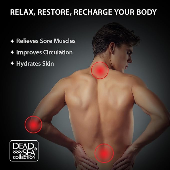 Dead Sea Collection Bath Salts for Men with Eucalyptus & Mint Oils - Muscle Recovery Bath Soak – Mens Pure Dead Sea Salt for Soothing and Relaxing - 37 Oz