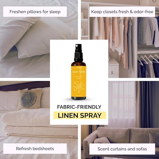 Ylang Ylang Room, Linen & Pillow Spray by Aromafume | 100ml/3.38 fl oz | with Ylang Ylang Essential Oil | Aromatherapy Spray | Mist for Bedding, Fabrics