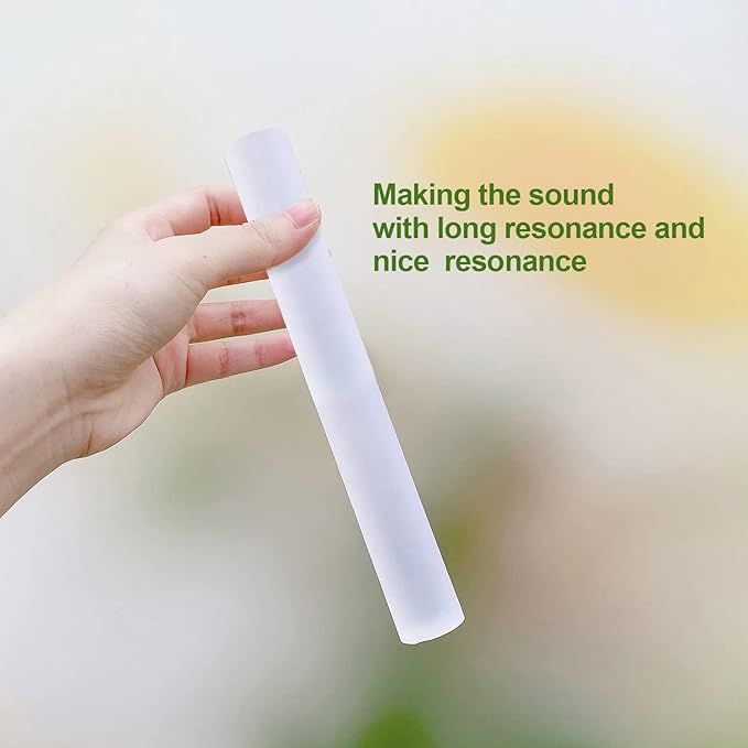 Singing Bowl Mallet Clear Acrylic Silicone Rubber Striker Mallet for Playing Quartz Crystal Singing Bowl with Bundle Pocket(White)