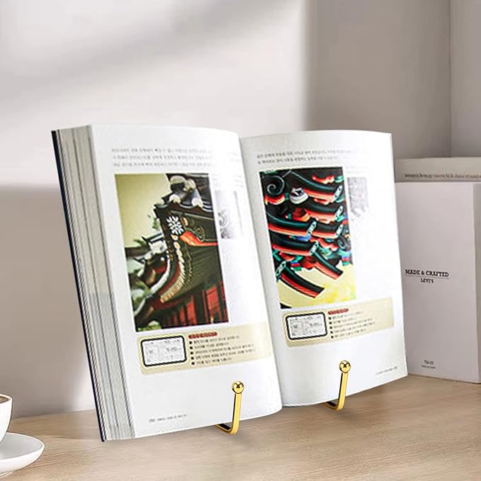 Kruodop 6 Inch Plate Stands for Display, 3 Pack Plate Holder Display Stand, Gold Metal Frame Easel Holder Stand for Pictures,Book, Photo, Decorative Plate