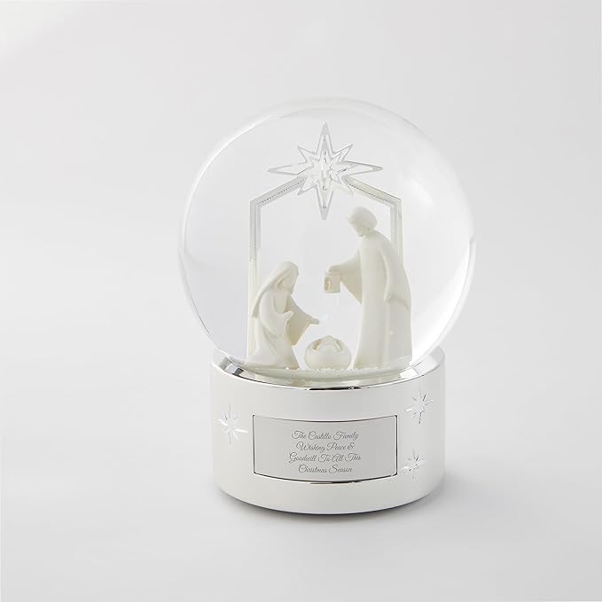Things Remembered Engraved Nativity Musical Snow Globe (Free Customization), Plays Silent Night Music