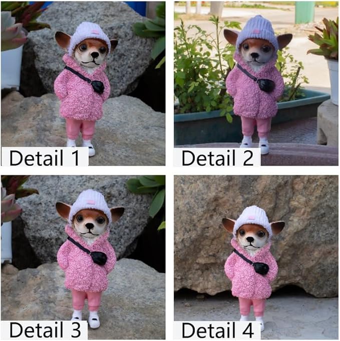 Cute Resin Backpack Dog Crafts Living Room Desktop Decorations,Handmade Casual Small Resin Animal Statue Ornament Home Decor Light Pink