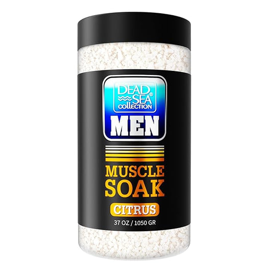Dead Sea Collection Bath Salts for Men with Citrus Oil - Muscle Recovery Bath Soak – Mens Pure Dead Sea Salt for Soothing and Relaxing – 37 Oz