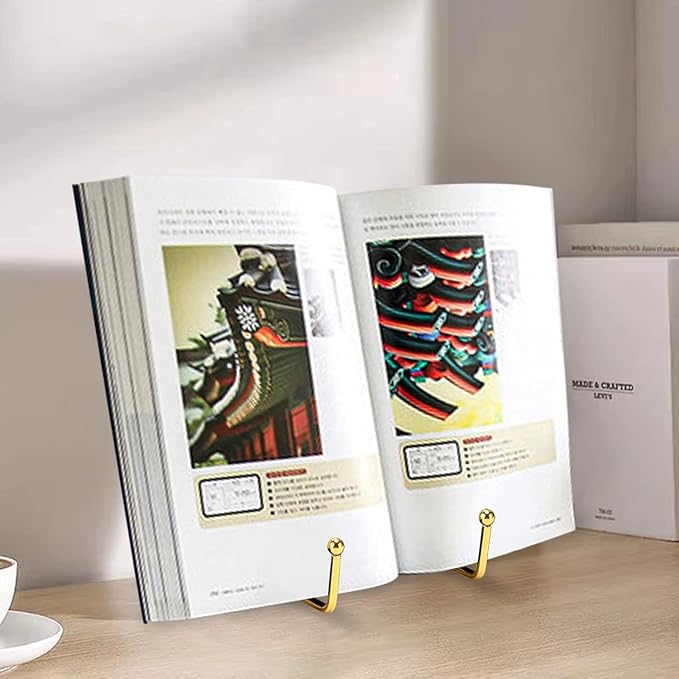 Kruodop 10 Inch Plate Stands for Display, 3 Pack Plate Holder Display Stand, Gold Metal Frame Easel Holder Stand for Pictures,Book, Photo, Decorative Plate-Gold