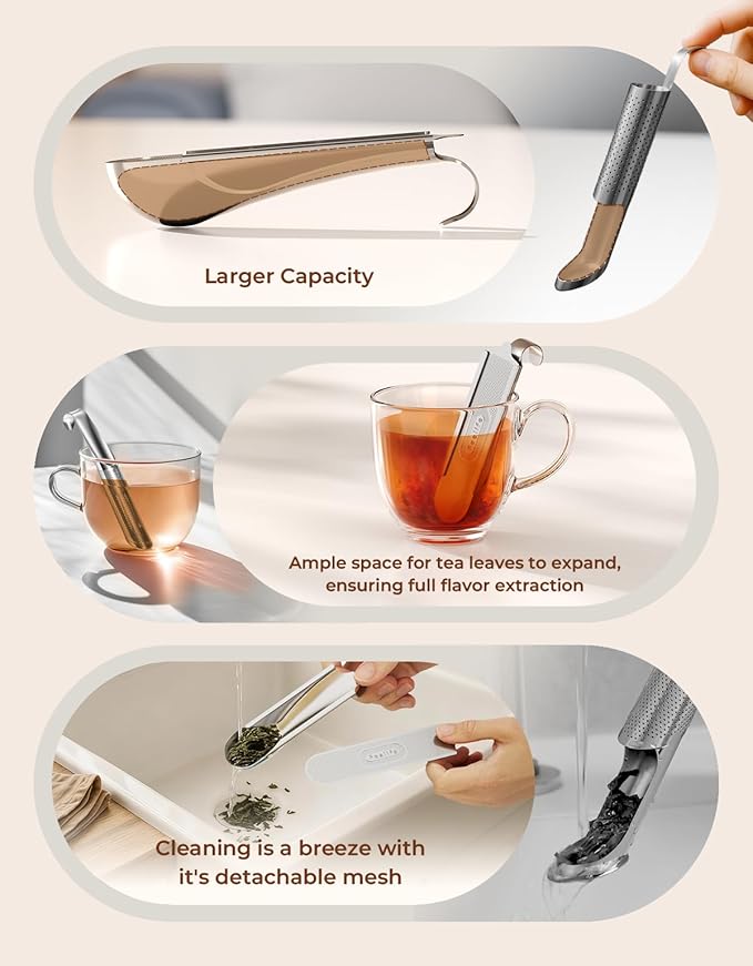 Tea Infuser for Loose Leaf Tea, 2-in-1 Tea Scoop Infuser Fine Mesh Tea Strainers for Loose Tea Single Cup, 304 Stainless Steel Loose Leaf Tea Steeper