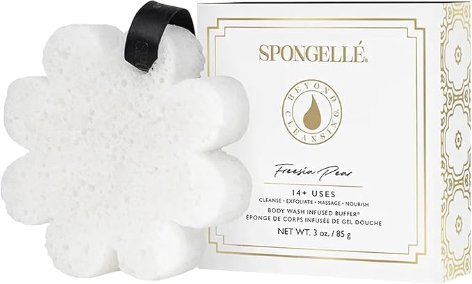 Spongelle Wild Flower Buffer Body Scrubber with Box | Bath & Shower Loofah for Women | Exfoliator with Body Wash Infused | 14+ uses (Coconut Verbena, Grapefruit Cassis, Freesia Pear)