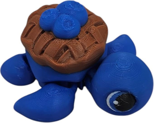 Articulating Turtle Fidget Animal Figurines – Unique 3D Printed Collectibles, Poseable Desk Animals For Adults, Stress Relief and Display Gift (BLUEBERRY TURTLE)