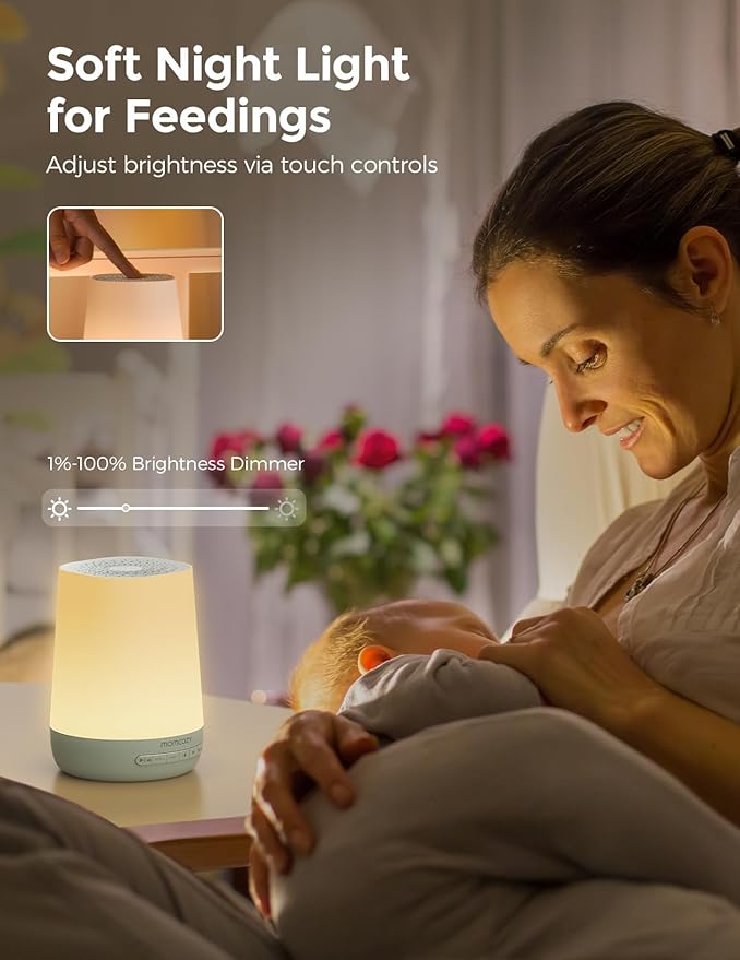 Baby Sound Machine, Momcozy White Noise Machine for Baby Sleeping with Night Light, Toddler Sleep Trainer with 34 Soothing Sounds, Timer, App Remote Control, Personal Sleep Routine(Green)