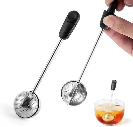 2pack Tea Ball, tea infuser for loose leaf tea, tea strainers for loose tea, stainless steel tea strainer, loose leaf tea steeper, easy clean, tea fine mesh strainer reusable-A (Black)