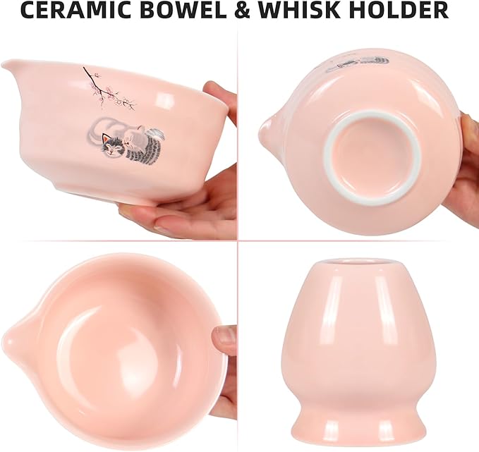 Matcha Whisk Set – 8 PCS Complete Ceremonial Grade Matcha Set, Premium Japanese Matcha Kit with Bamboo Whisk for Matcha Tea, Mixing Bowl, Scoop, Sifter and Matcha Whisk Holder