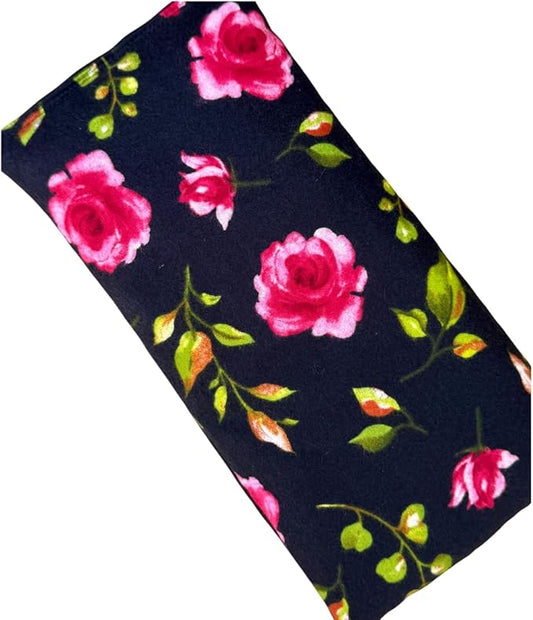 Large Microwave Heating Pad with Flax Seed, Scented or Unscented, Good for Back Pain or Cramps, Moist Heat Therapy or Ice Pack, Microwavable Bean Bag, 6" x 12" (Roses, Peppermint)