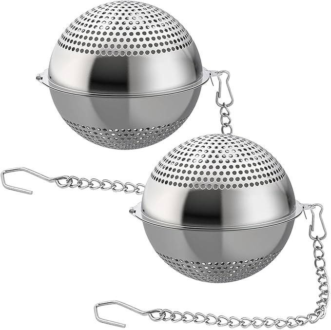 2 Pack Food Grade 304 Stainless Steel Mesh Tea Ball 2.1 Inch Tea Infuser Strainer Filter Diffuser for Loose Tea