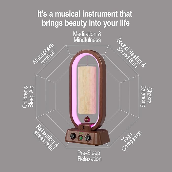 Automatic Bamboo Wind Chimes System, Sound Healing Instruments for Relaxation, Sound Bath– Indoor Electronic Wind Chime, Ideal Meditation Accessory