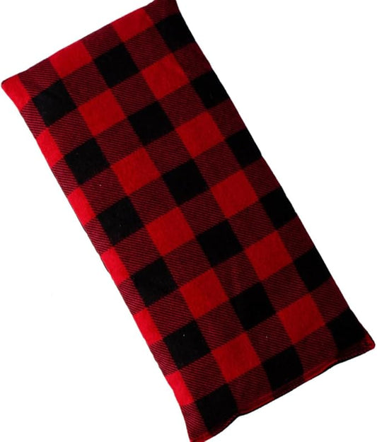 Large Microwave Heating Pad with Flax Seed, Scented or Unscented, Good for Back Pain or Cramps, Moist Heat Therapy or Ice Pack, Microwavable Bean Bag, 6" x 12" (Red and Black, Peppermint)