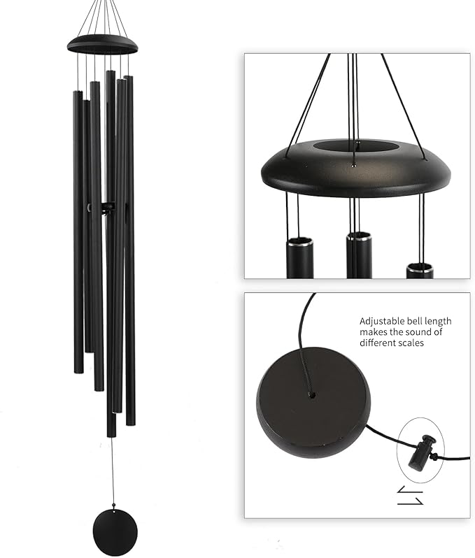 Large 65" Wind-Chimes-Outdoor-Deep-Tone, Soothing Melodic Tones Windchimes, Wind Chimes for Outside, Black Memorial Wind Chime Best Gift for Mom Women Grandma Neighbors