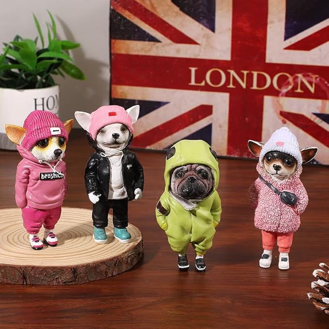 2025 Coolest Dog Sculpture for Home, Dog Statue Crafts Living Room Desktop Decorations,Handmade Casual Small Resin Animal Statue Ornament Home Decor Black