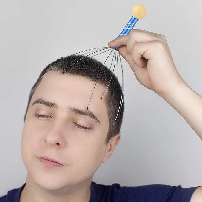 Soaoo 36 Pcs Scalp Massager Manual Head Massager Christmas Relaxing Gifts Handheld Steel Wire Head Scratcher with Wooden Handle for Body Home Office Spa Stress Relief Relaxation Women Men Gift