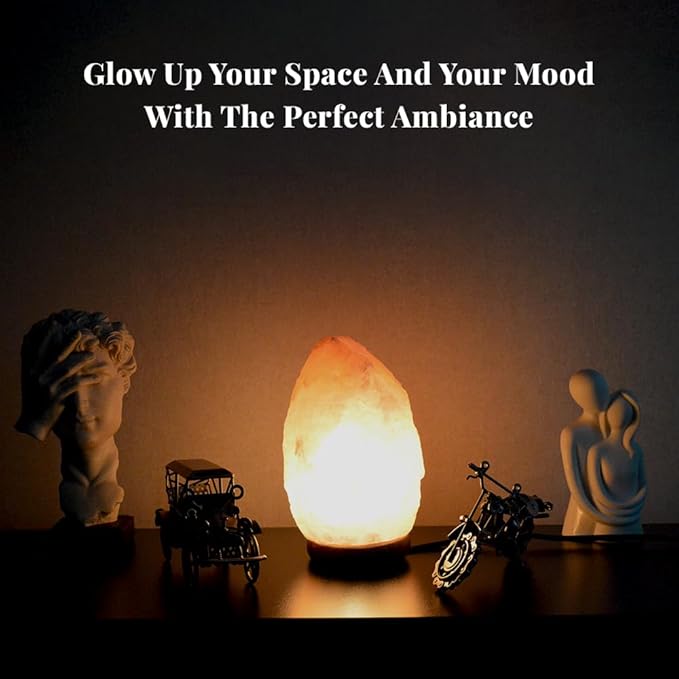 POHS 8-10 Inches (7-11 lb) 100% Authentic Himalayan Pink Salt Lamp – Handcrafted with Dimmable Switch, Wooden Base, and Bulb Replacement Included