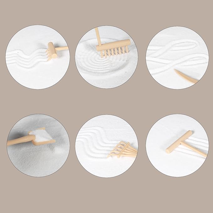 Zen Garden for Desk, with Crystals and Healing Stones & Cat Figurines, Miniature Meditation Sand Garden Stress Relief Desk Decor, Tools for Relaxation and Mindfulness