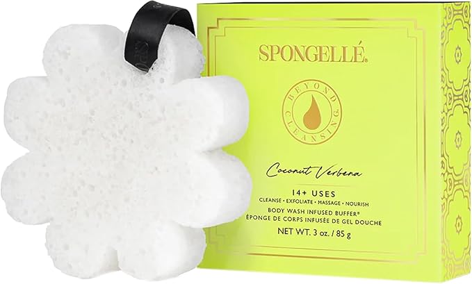 Spongelle Wild Flower Buffer Body Scrubber with Box | Bath & Shower Loofah for Women | Exfoliator with Body Wash Infused | 14+ uses (Coconut Verbena, Grapefruit Cassis, Freesia Pear)