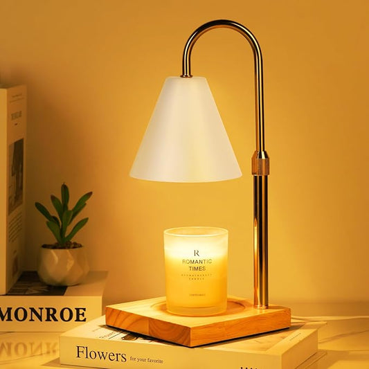 White Candle Warmer Lamp with Timer Dimmer, Electric Candle Lamp Warmer for Bedroom Decor, Birthday Gifts for Mom, Adjustable Metal Candle Lamp, Christmas Gifts, Home Decor for House Warming Gifts