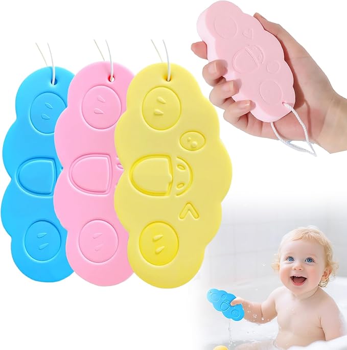 3PC Magic Bath Sponge Body Scrubber, 2025 New Magic Exfoliating Bath Sponge 3D Super Soft, Skin Friendly and Reusable for Adults Women and Men for Body Removes Dead Skin (A)