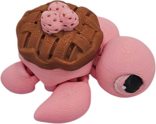 Articulating Turtle Fidget Animal Figurines – Unique 3D Printed Collectibles, Poseable Desk Animals For Adults, Stress Relief and Display Gift (STRAWBERRY TURTLE)