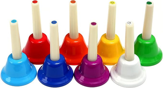 8 Note Hand bells, Colorful Handbells Musical Instrument for Kids Adults School Church Wedding