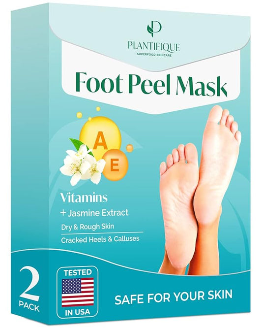 PLANTIFIQUE Foot Peeling Mask - Peeling Foot Mask Dermatologically Tested Repairs Heels & Removes Dry Dead Skin for Baby Soft Feet (Jasmine, 1 Count (Pack of 2))