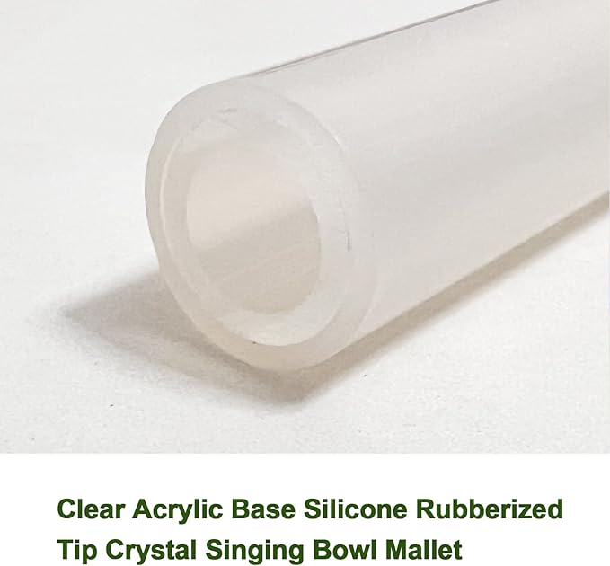 Singing Bowl Mallet Clear Acrylic Silicone Rubber Striker Mallet for Playing Quartz Crystal Singing Bowl with Bundle Pocket(White)