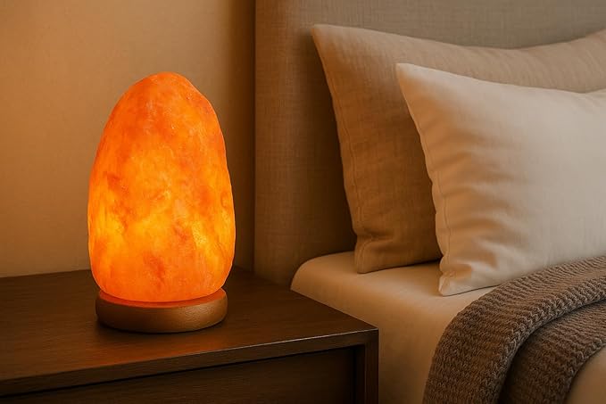 Needs&Gifts Himalayan Salt Lamp with Dimmer Cord and 2 Bulbs, Natural Crystal Rock Lamp for Relaxing Warm Light, Handcrafted from Himalayan Pink Salt