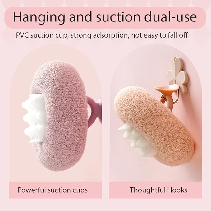 Super Soft Sunflower Suction Cup Bath Ball, 2025 New Bath Cleaning Brush, 2-in-1 Sponge Mesh Pouf Ball Body Scrubber, Shower Gloves Exfoliating Accessories for Men and Women