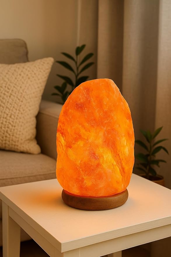 Needs&Gifts Himalayan Salt Lamp with Dimmer Cord and 2 Bulbs, Natural Crystal Rock Lamp for Relaxing Warm Light, Handcrafted from Himalayan Pink Salt