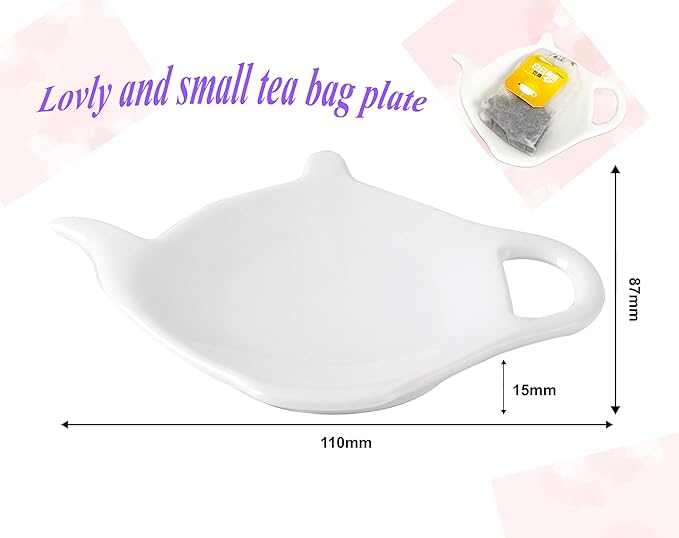 White Porcelain Used Tea Bag Holder, Set of 10 Tea Bag Coasters, Classic Teaspoon Rest, Teabag Rest Dish, Tea Party Gifts