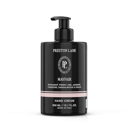 Preston Lane Luxury Hand Cream, Mayfair Scent, Made in Italy | Hydrating Formula with Tea Tree, Lavender & Lemon Essential Oils, Hyaluronic Acid, Vitamins C & E, and Kiwi & Apple Water