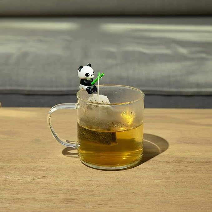 Tea Mates - 1pc Cute Fishing Panda - Tea Bag Holder and String Rest - Tea Accessory for Cup and Mug - Unique Funny Novelty Toy Gift Idea - Animal Figurine Drink Marker