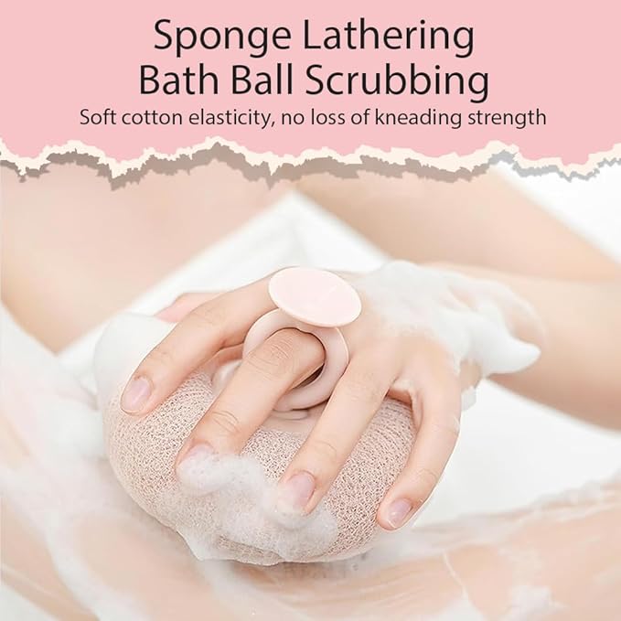 Super Soft Sunflower Suction Cup Bath Ball, 2025 New Bath Cleaning Brush, 2-in-1 Sponge Mesh Pouf Ball Body Scrubber, Shower Gloves Exfoliating Accessories for Men and Women (Purple+Apricot)