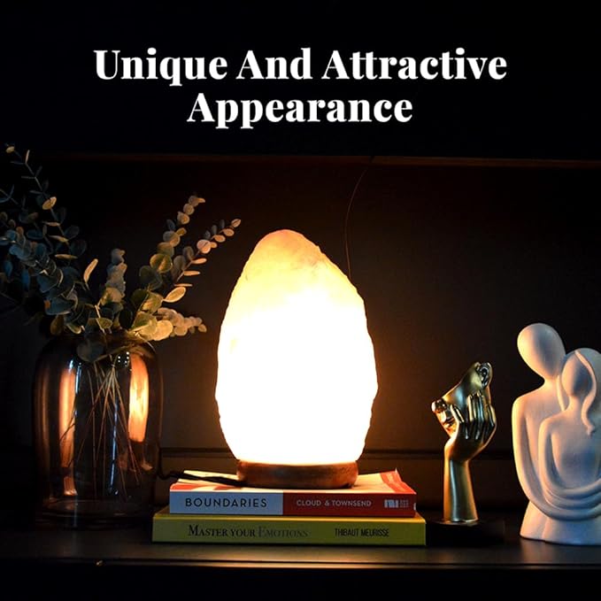 POHS 8-10 Inches (7-11 lb) 100% Authentic Himalayan Pink Salt Lamp – Handcrafted with Dimmable Switch, Wooden Base, and Bulb Replacement Included
