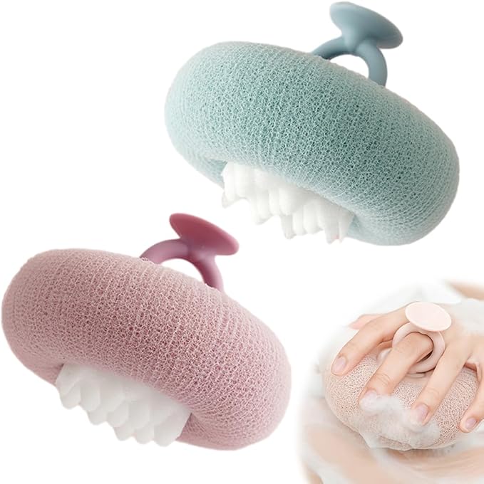 Super Soft Sunflower Suction Cup Bath Ball, 2025 New Bath Cleaning Brush, 2-in-1 Sponge Mesh Pouf Ball Body Scrubber, Shower Gloves Exfoliating Accessories for Men and Women