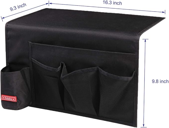 Bedside Caddy,5 Pockets Bedside Organizer Caddy Under Mattress,Holds Water Bottles,Magazines,Books (Black)