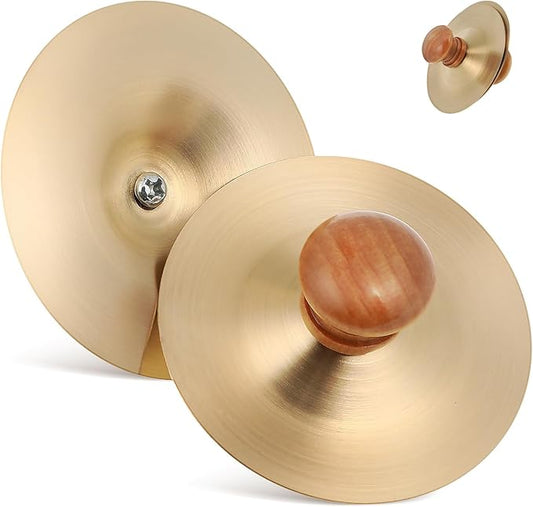 DOITOOL 1 Pair /2 pcs Small Finger Cymbals Belly Dancing Hand Cymbals for Adults Kids Percussion Musical Instrument for School Bands Family Entertainment, Golden Zills/Sagats 2.75 * 2.75 * 1.18inch