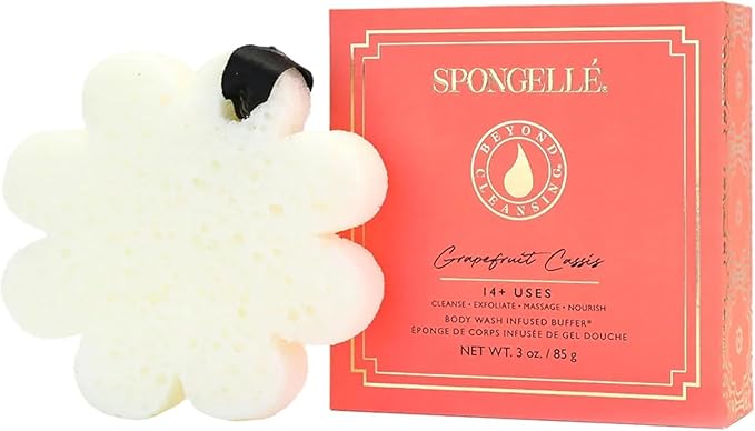 Spongelle Wild Flower Buffer Body Scrubber with Box | Bath & Shower Loofah for Women | Exfoliator with Body Wash Infused | 14+ uses (Coconut Verbena, Grapefruit Cassis, Freesia Pear)