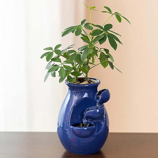 Ceramic Tabletop Desktop Fountain Water Feature Waterfall Home Indoor Decoration (Blue)