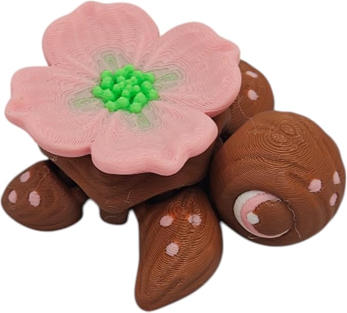 Articulating Turtle Fidget Animal Figurines – Unique 3D Printed Collectibles, Poseable Desk Animals For Adults, Stress Relief and Display Gift (DOGWOOD BABY TURTLE)
