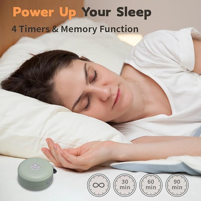 Mini Sound Machine Portable Baby White Noise Machine Brown Noise Machine 30 Soothing Sounds for Kids Adults Auto-Off Timer 32 Volume Levels Battery Sleep Machine for Home Office Privacy