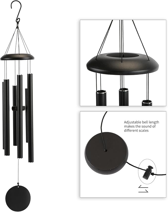 Christmas Decor Gift Large 40" Wind-Chimes-Outdoor-Deep-Tone, Soothing Melodic Tones Windchimes, Wind Chimes for Outside, Black Memorial Wind Chime Best Gift for Mom Women Grandma Neighbors