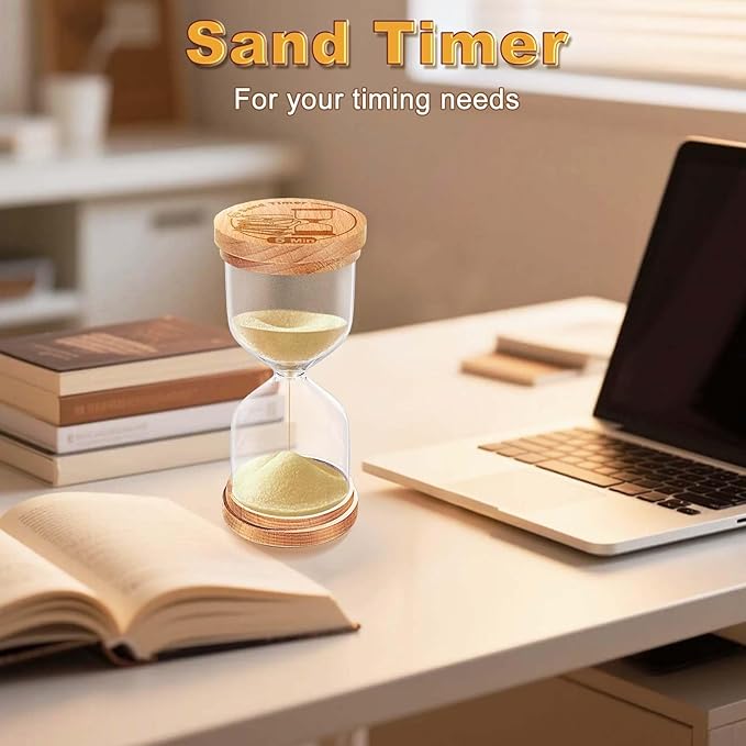 CNCJ 25 Minute Wooden Sand Timer, Hourglass Light Gold Small Sand Clock for Desk Decor Kitchen Classroom Office Study Home Decoration