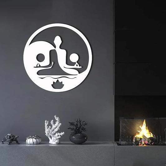 Metal Wall Decor-Metal Buddha Wall Decor, Metal Zen Wall Art, Yin Yang Wall Art, Buddha Wall Art, Meditation Wall Decor, Spiritual Wall Decor, Zen Wall Art, Yoga Room Wall Decor (White, 19x19in|47x47cm)