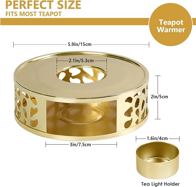 KAYCROWN Teapot Warmer, Stainless Steel Tea Warmer with Candle Holder, Candle Heater for Heating Tea, Coffee and Milk, Universal Teapot Heater