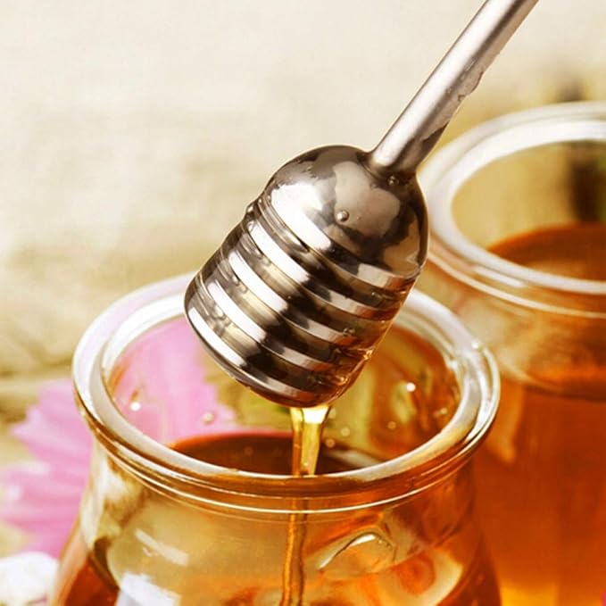 Stainless Steel Honey Dipper Stick 6.3 Inch Honey Wand Server for Honey Pot Dispense Drizzle Honey, Wedding Party Favors, Baby Shower (Black)